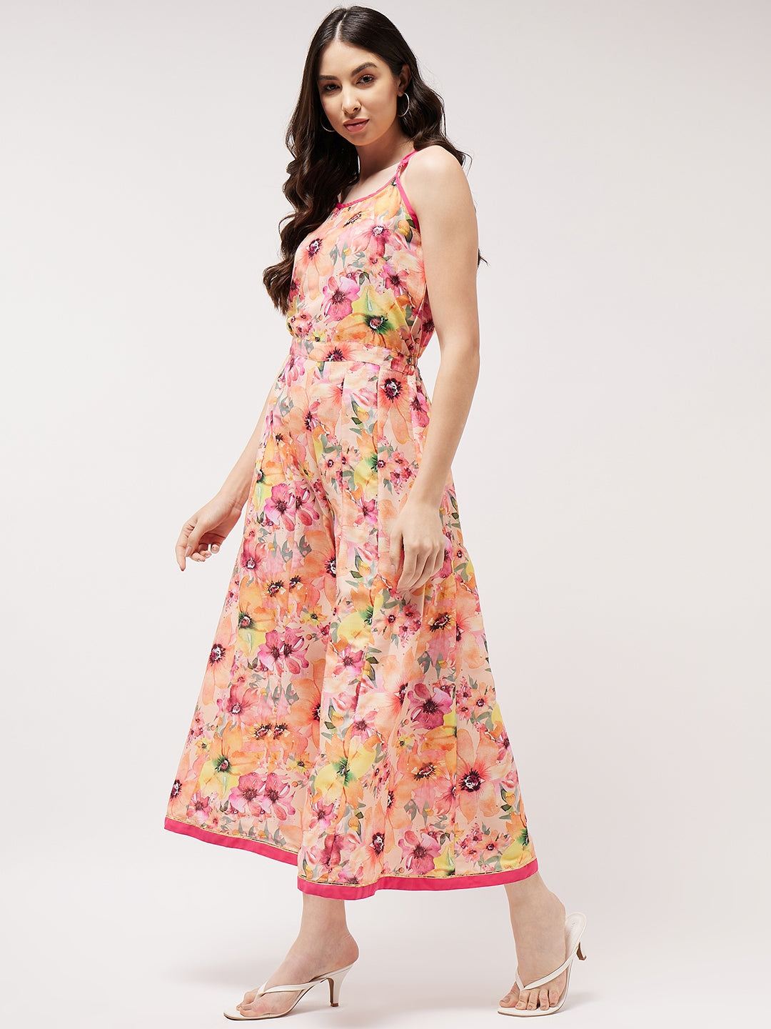 asos edition floral embroidered halter prom midi dress Painted Floral Look Digital Printed Sleeveless Jumpsuit – Pannkh