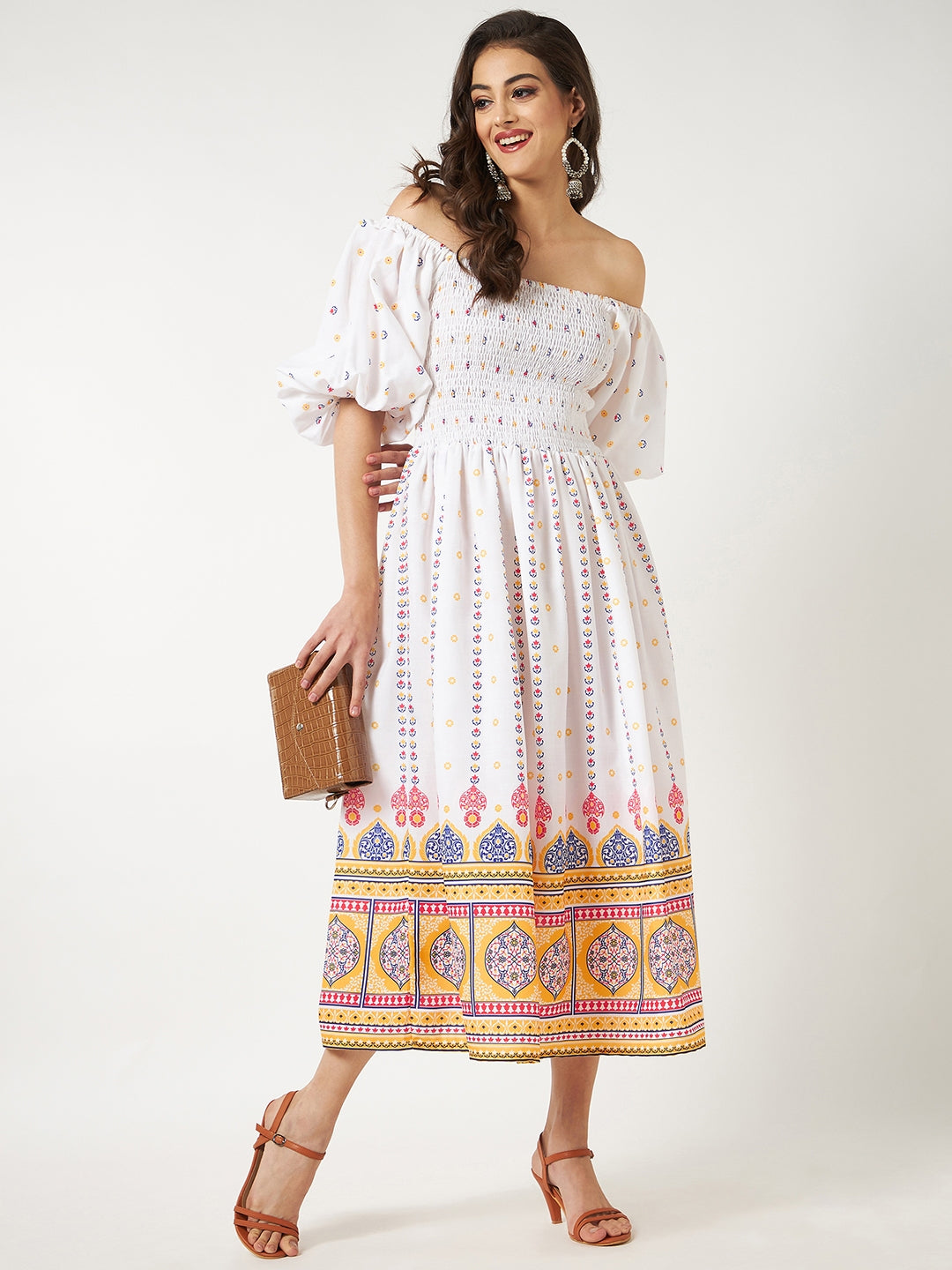 Printed Fit-Flare Ethnic Dress Pannkh Printed Fit-Flare Ethnic Dress Pannkh
